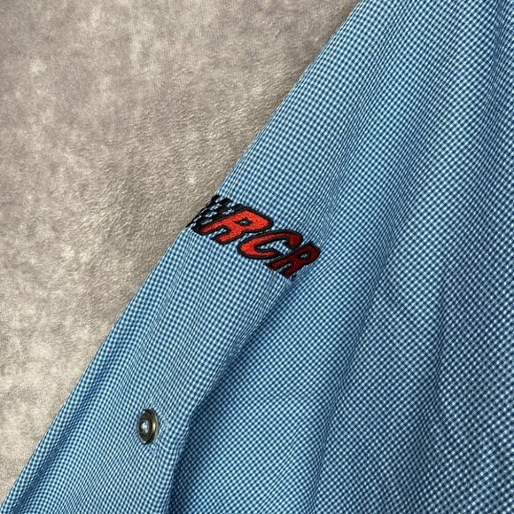 World Wide Sportsman Fishing Button Shirt Mens L/G Blue Bass Pro Shop RCR Racing - Picture 4 of 14